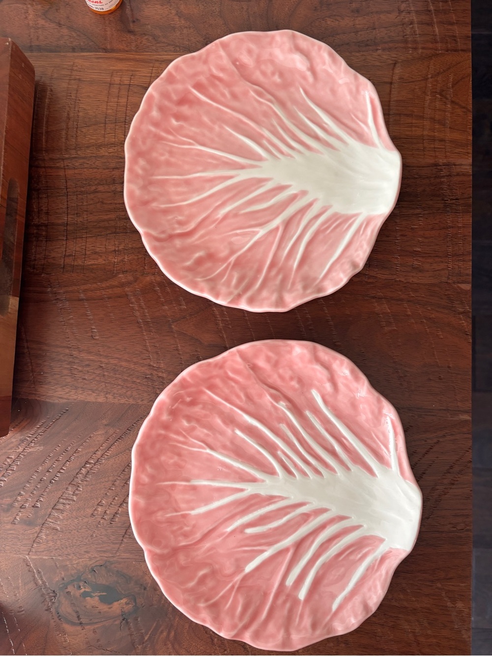 Threshold Pink and White Ceramic Leaf Plates - Set of 2
